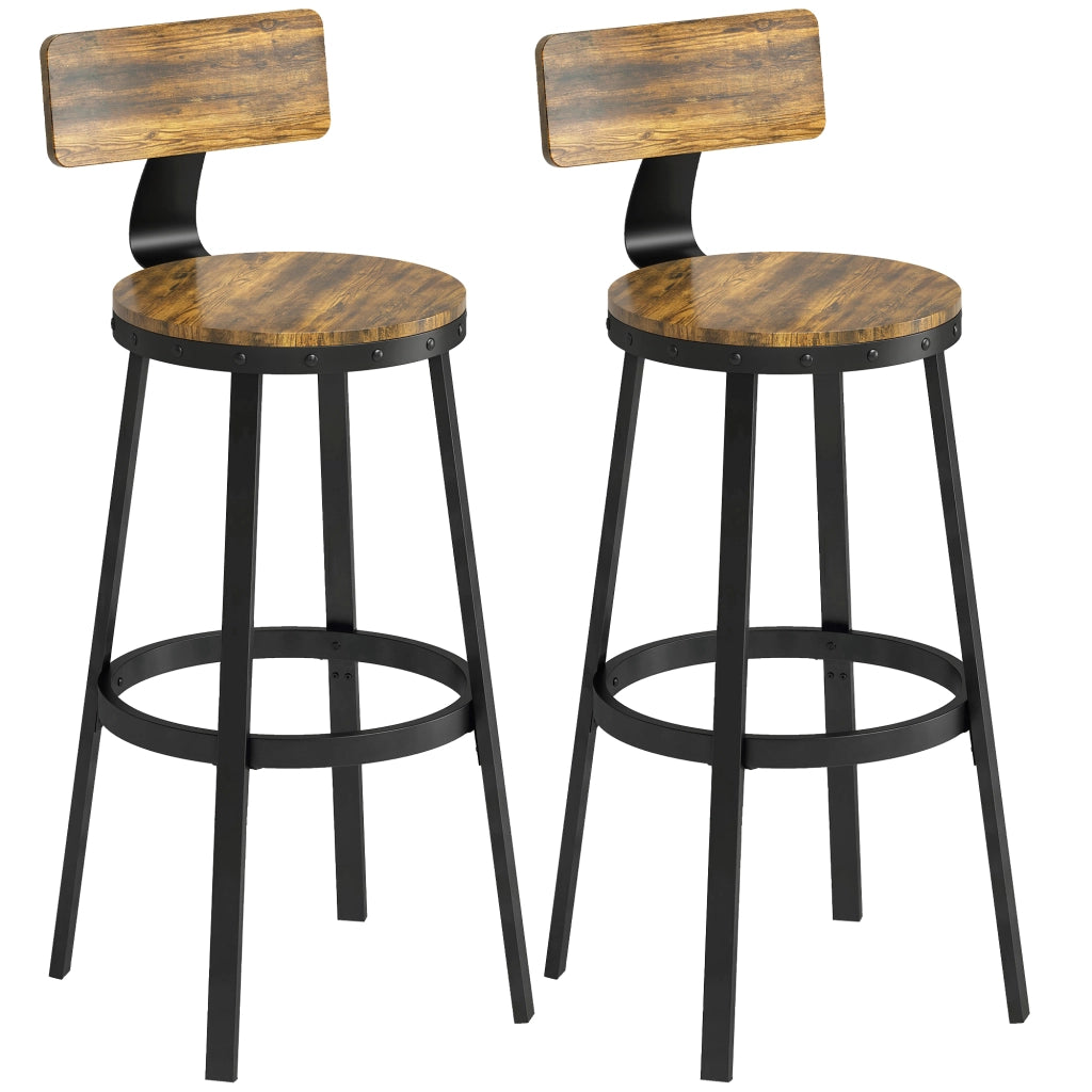 Sgabelli da Bar Set 2 Pezzi ¨C Minimal ¨C Legno e Metallo Marrone 37x47x96 cm