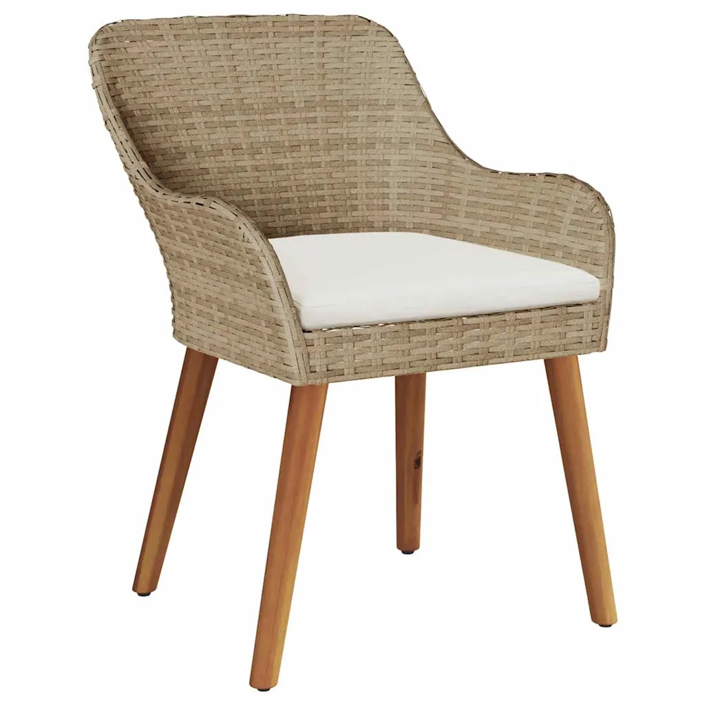 Set da Pranzo per Giardino con cuscino 7 pcs Beige polyrattan