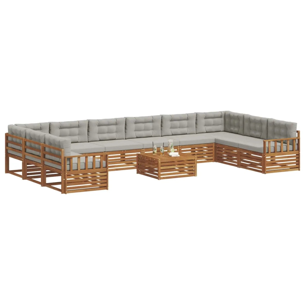 Set divani con cuscino 11 pcs Grigio Naturale e Chiaro 3374241
