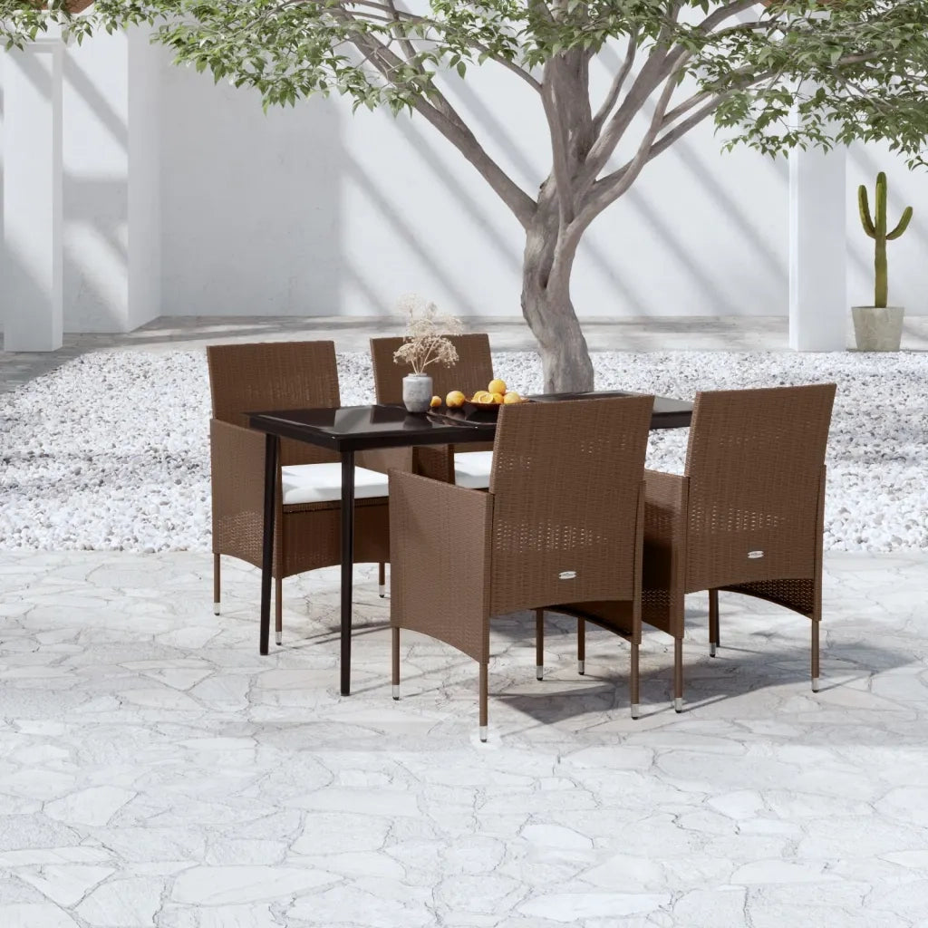 Set da Pranzo da Giardino 5 pz con Cuscini Marrone e Nero 3099325