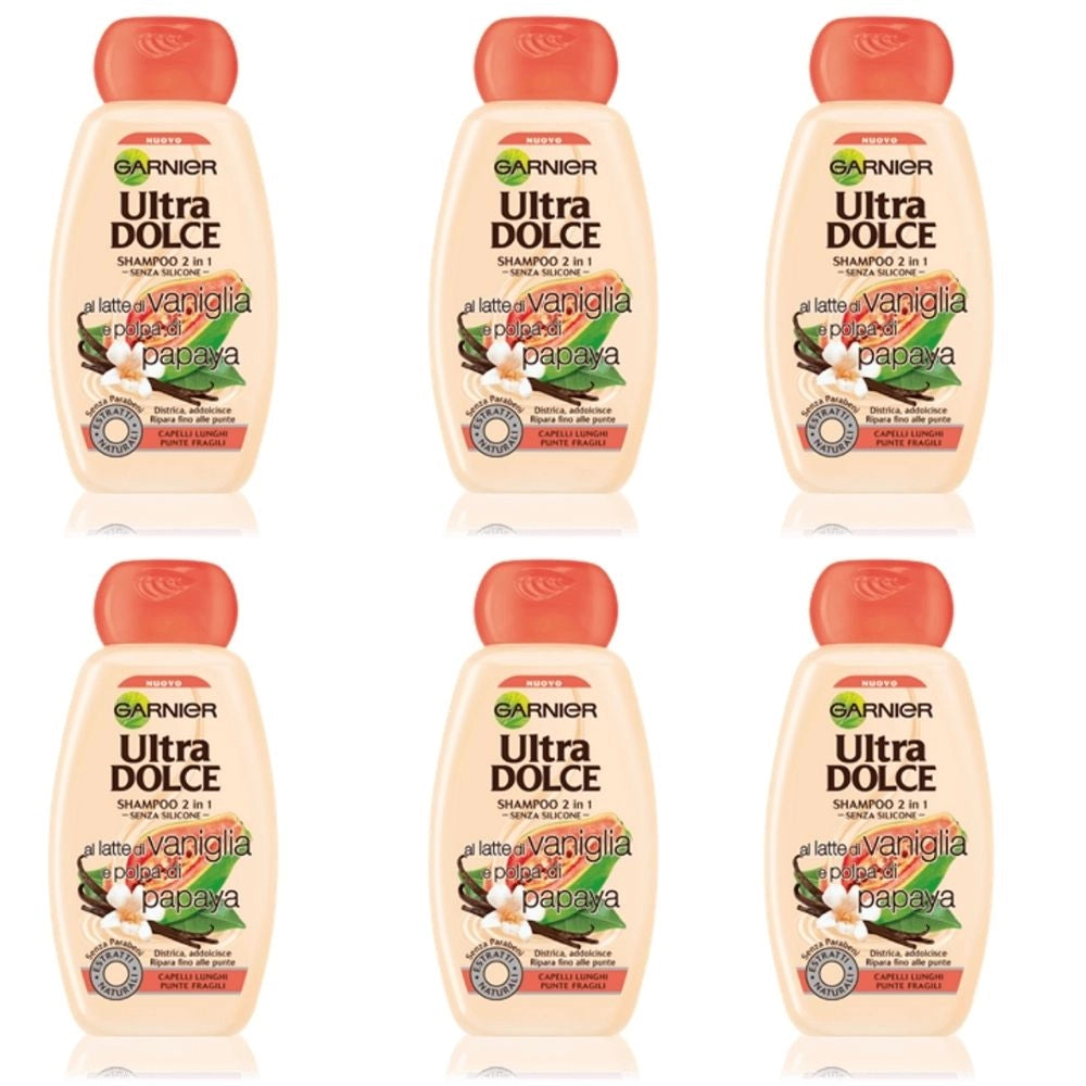 Shampoo 2in1 garnier ultra dolce latte di vaniglia 6 confezioni da 300 ml