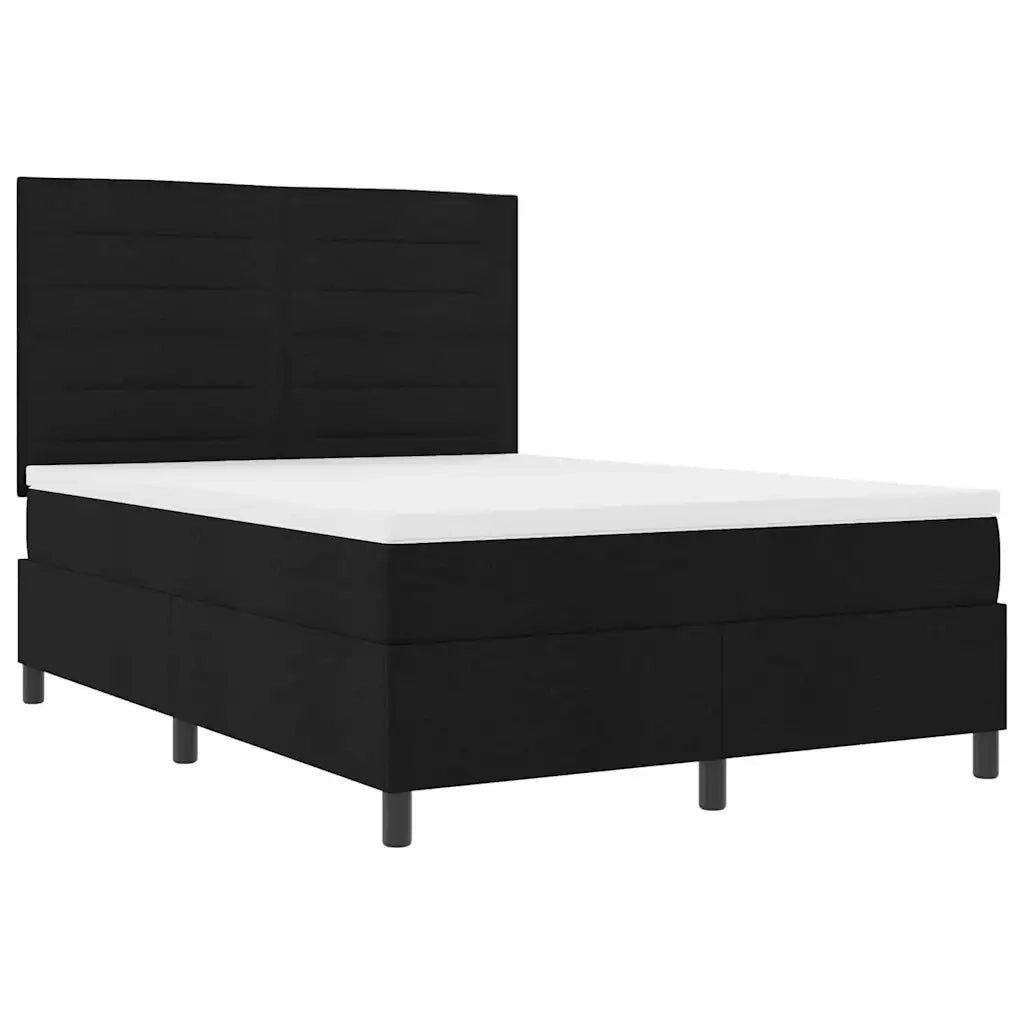 Letto a molle con materasso con led Nero 140 x 190 cm Tessuto