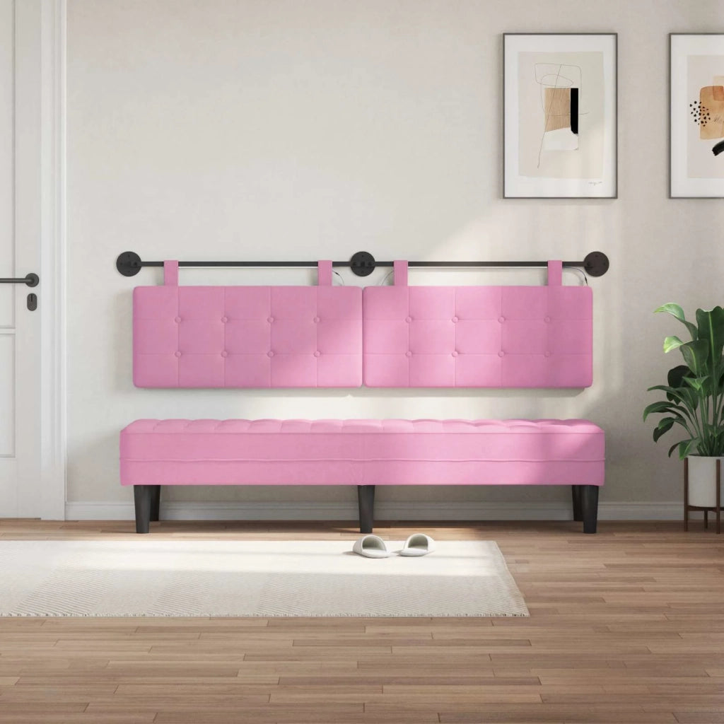 Testiera sospesa Con luce LED Rosa Tessuto 3424481
