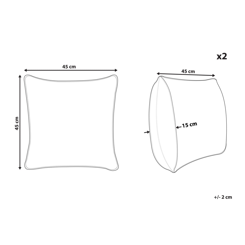 Set di 2 cuscini in cotone sabbia con nappe 45 x 45 cm morbida imbottitura
