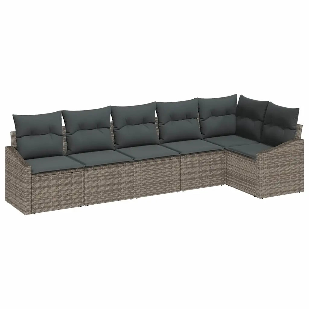 Set Divano da Giardino con cuscino 6 pcs Grigio polyrattan 3355408