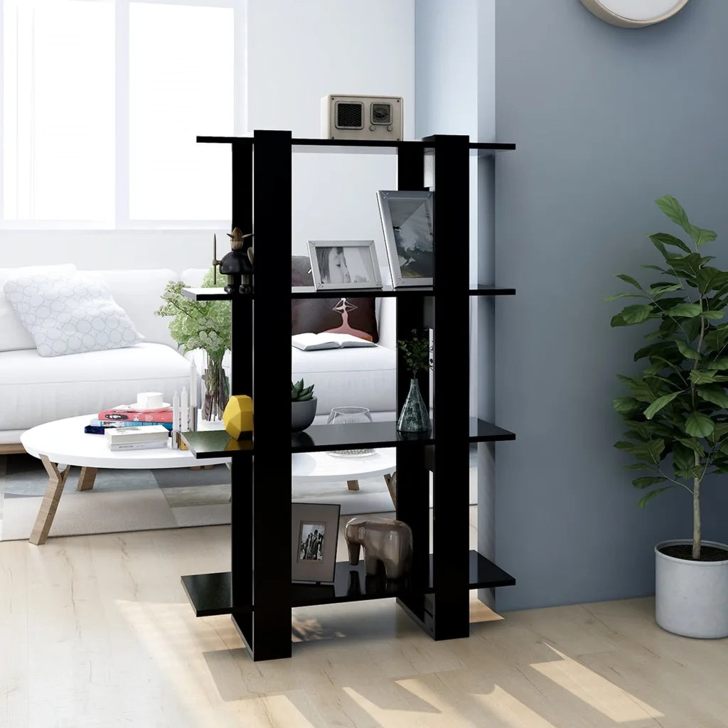 Libreria Divisorio-Scaffale per Libri-Mobile di Stoccaggio Nero 80x30x123,5 cm