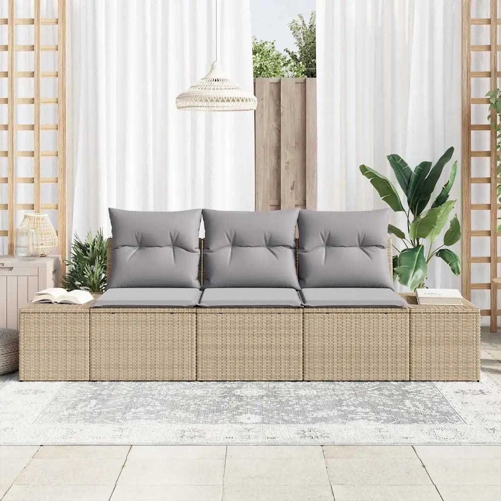 Set Divano da Giardino 3 pcs Beige e Grigio Chiaro polyrattan 3355589