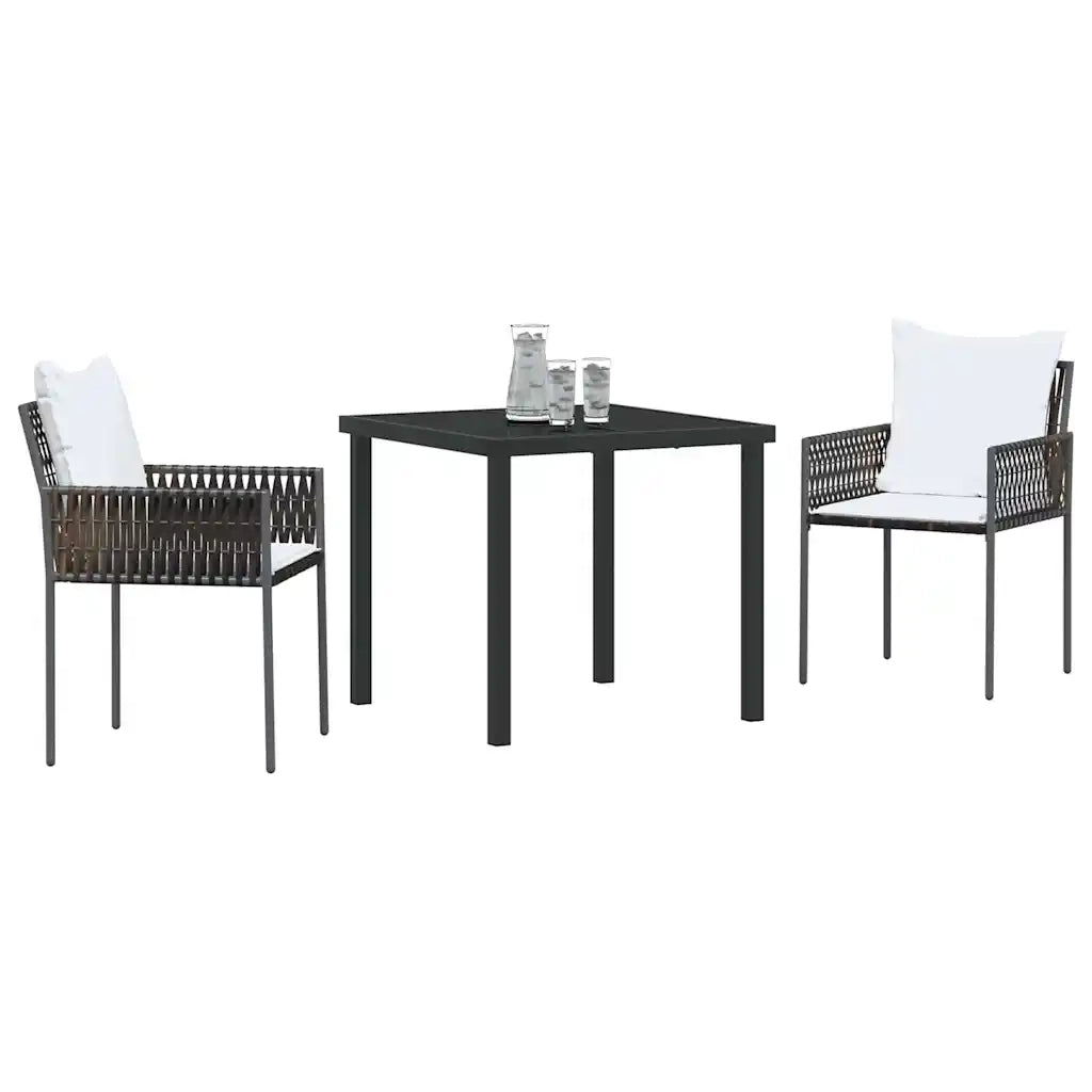 Set da Pranzo per Giardino 3 pcs Marrone e Nero Rattan in PE 3379093