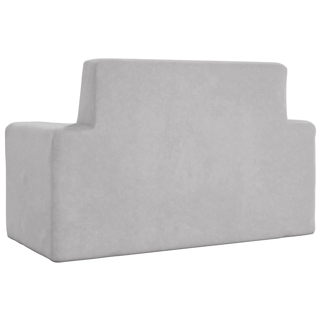 Divano per Bambini a 2 Posti Grigio Chiaro in Morbido Peluche 4104797