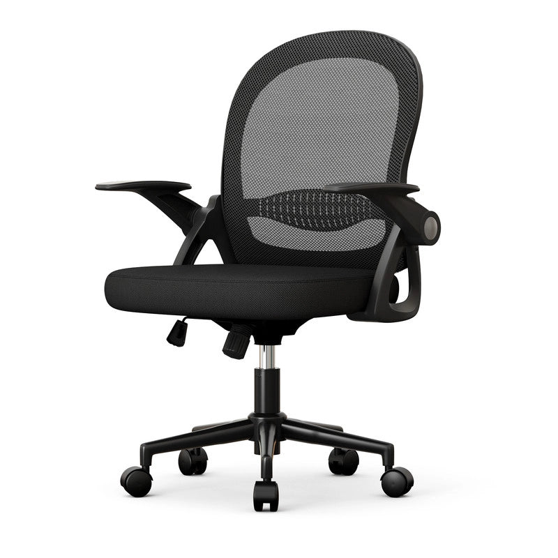 Sedia da ufficio-Sedia da ufficio in  con braccioli-Sedia ergonomica in rete traspirante-Altezza regolabile-Home Office-Nero