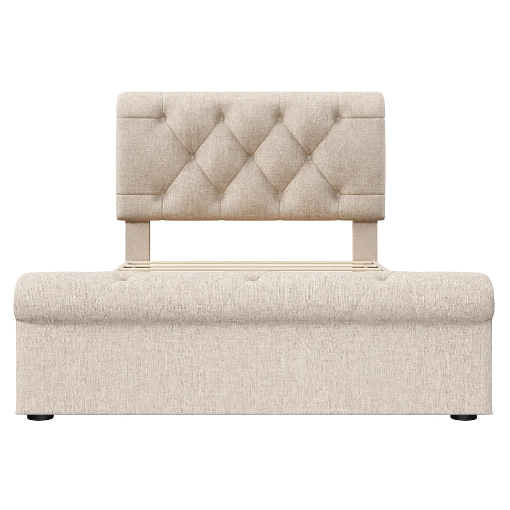letto imbottito metallo e legno naturale 90 x 200 cm