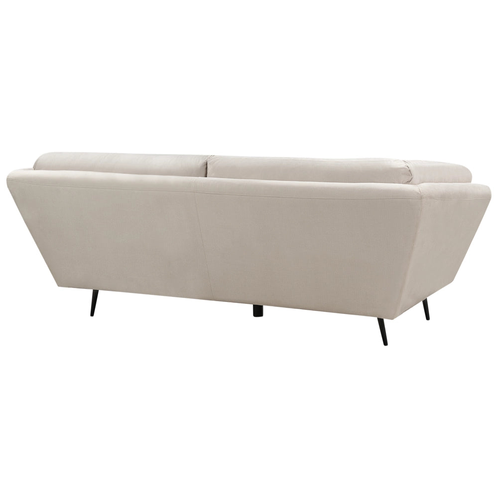 Divano gambe in metallo velluto beige 210 x 90 cm con cuscini retrò