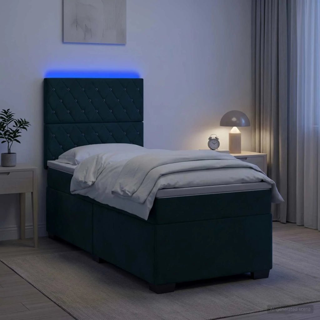 Letto box spring con materasso Verde Scuro 100 x 200 cm Velluto 3455045
