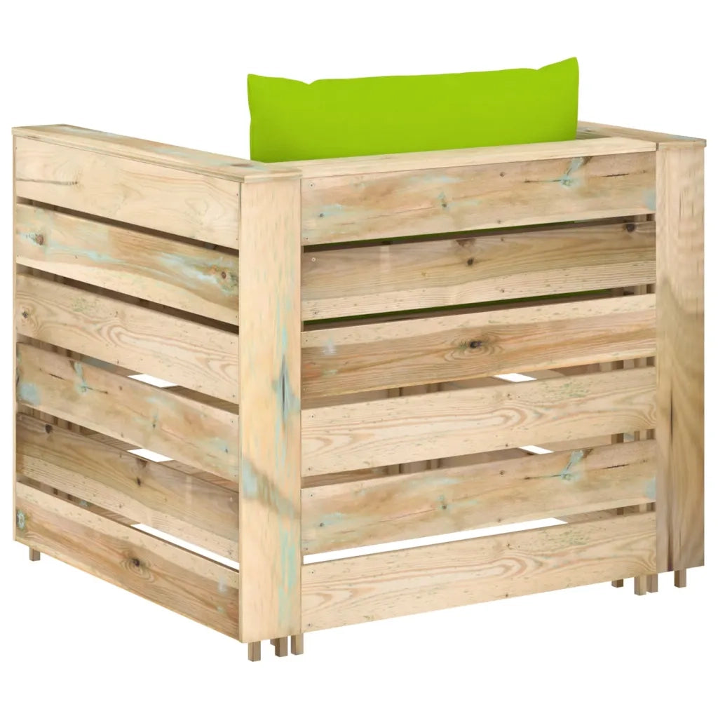 Set Divani da Giardino con Cuscini 2 pz Legno Impregnato Verde 3074542