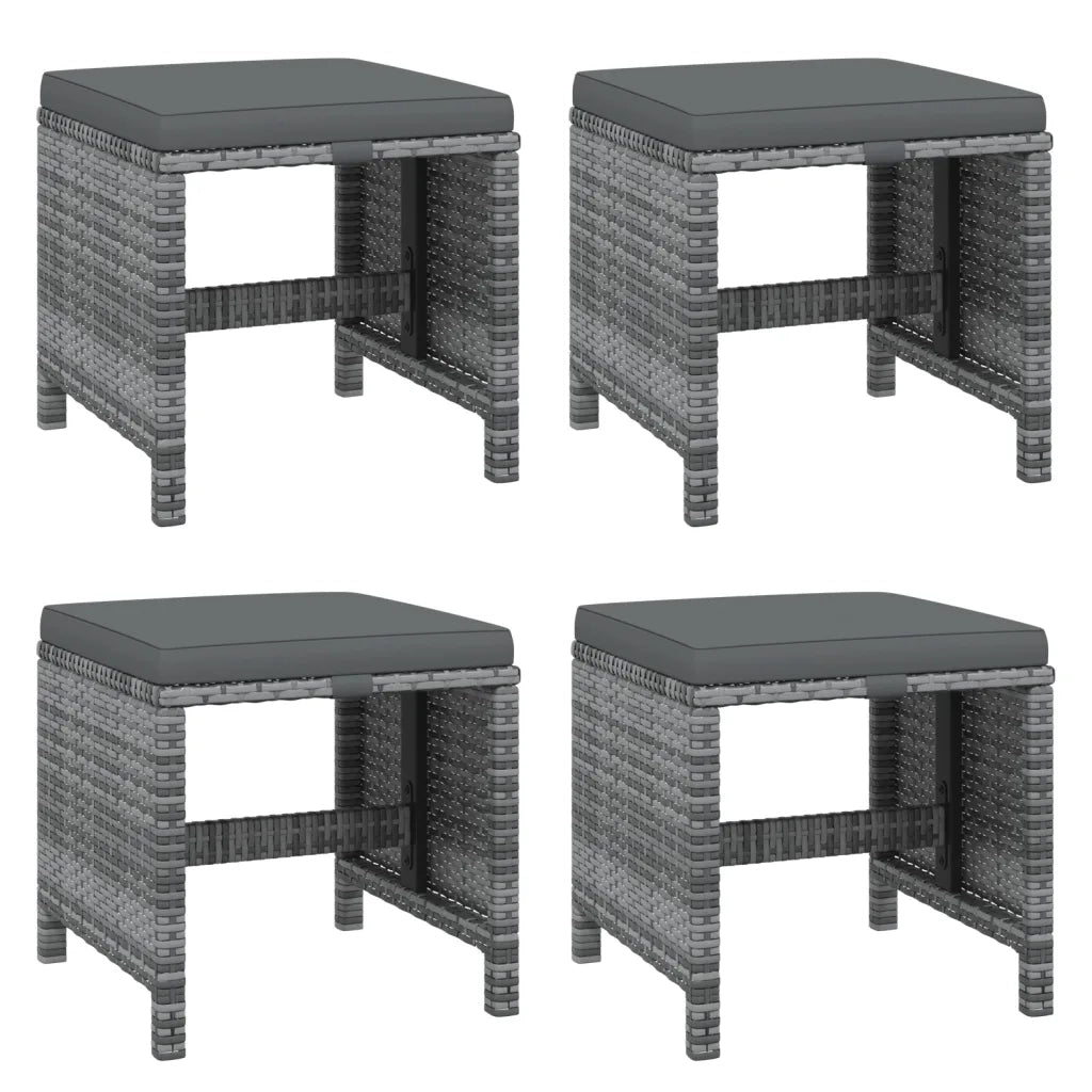 Set Pranzo da Giardino 9 pz con Cuscini in Polyrattan Grigio 3095526