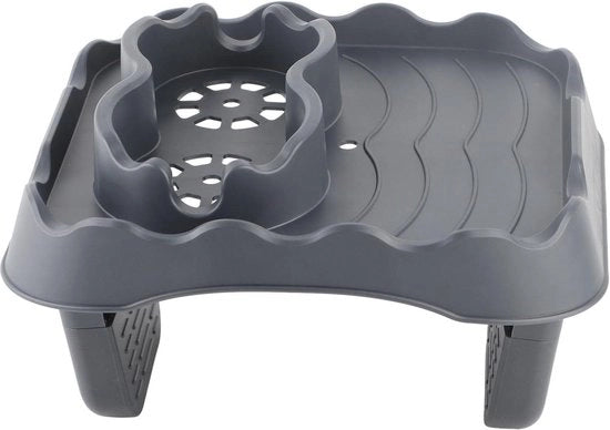 Tavolo per Bagni Termali con Supporto Antiscivolo, Bicchiere e Piatto Supplementare, Grigio