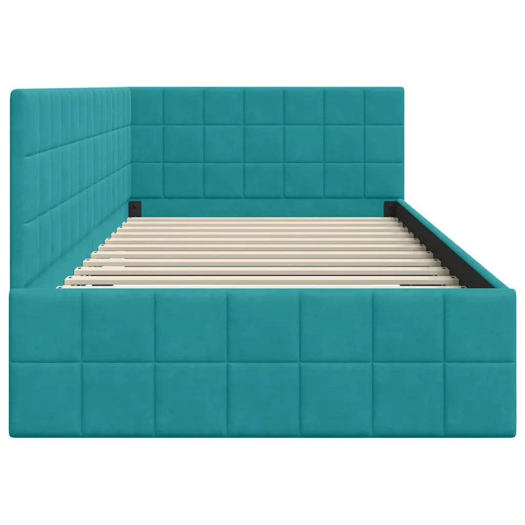 Cornice del letto ad angolo Turchese 100 cm x 200 cm Velluto 42016406