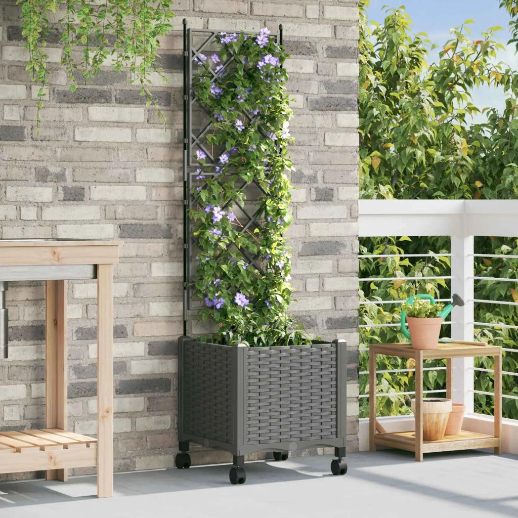 Vaso da giardino con grigliato e ruote Grigio Chiaro PP 3422942