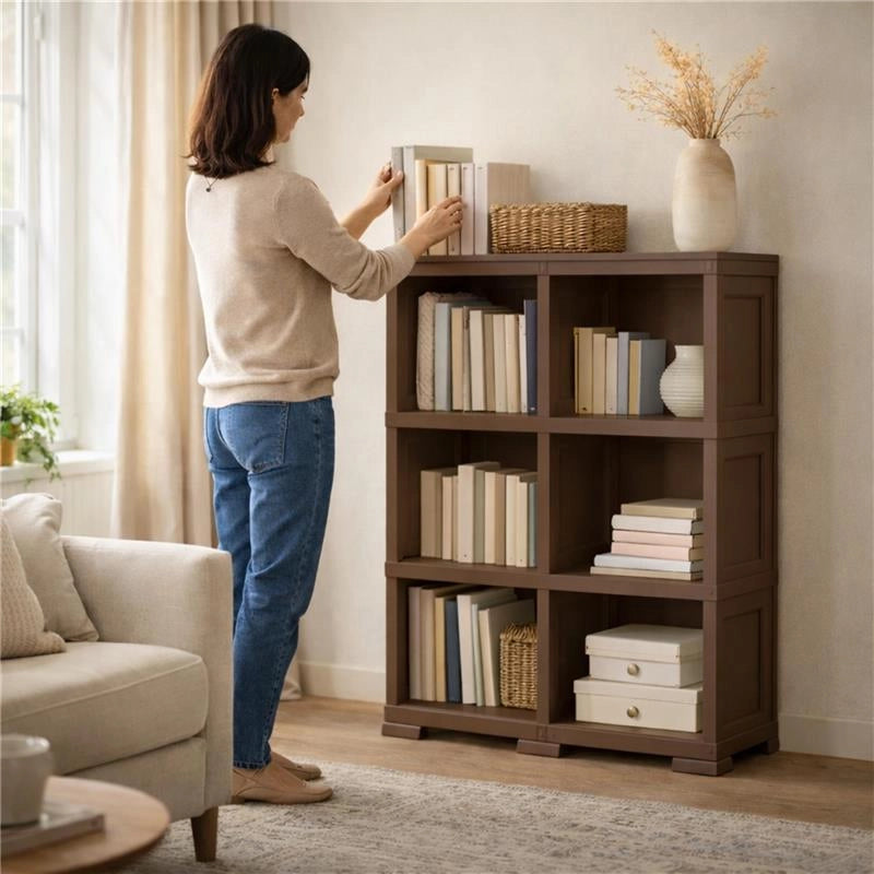SCAFFALE 3 MODULI WENGÉ 79X42,5X125 CM – LIBRERIA VERTICALE SALVASPAZIO PER ZONA LIVING E STUDIO