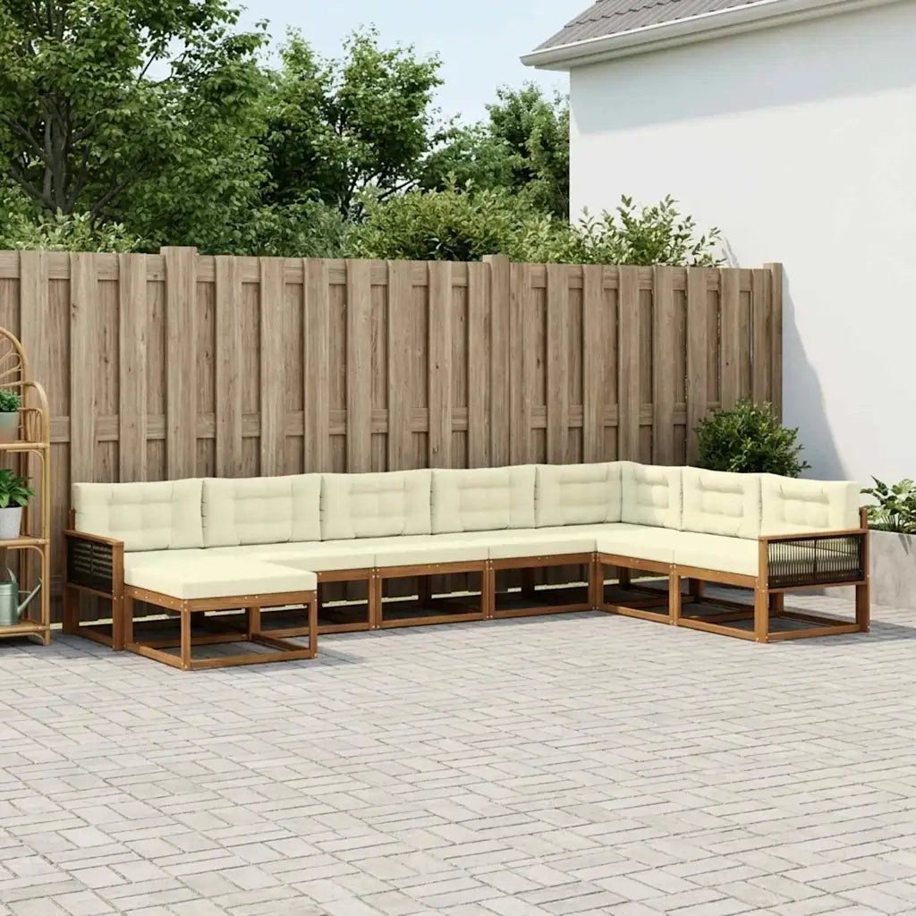 Set di divani da esterno con cuscino 8 pcs Naturale e Crema 3382803