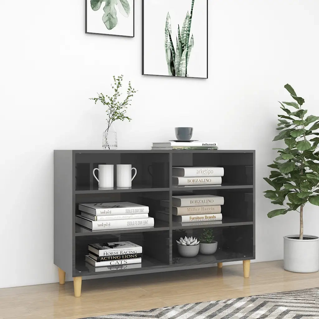 Credenza-Buffet-Armadio da cucina Grigio Lucido 103,5x35x70 cm in Legno Multistrato 926391