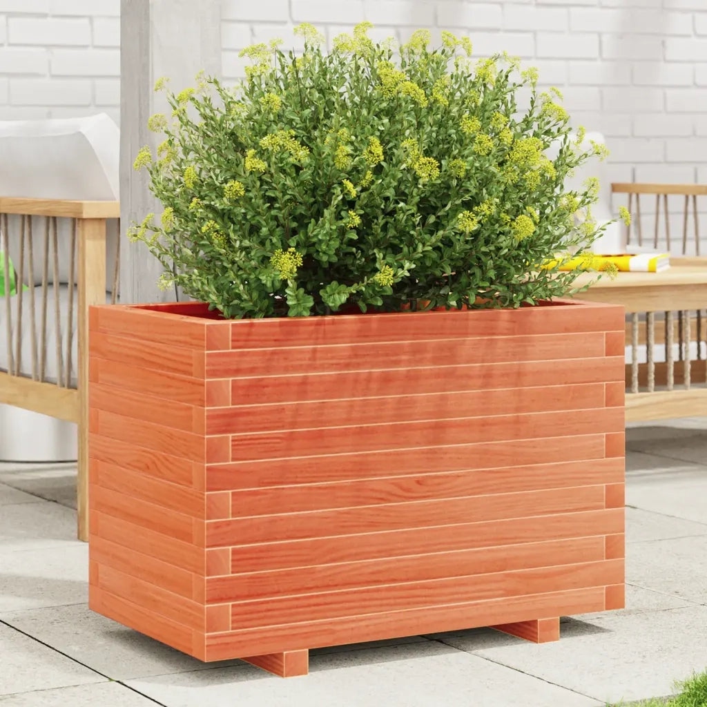 Fioriera | Cassetta per fiori | Vaso Giardino Marrone Cera 70x40x49,5cm Legno Massello Pino