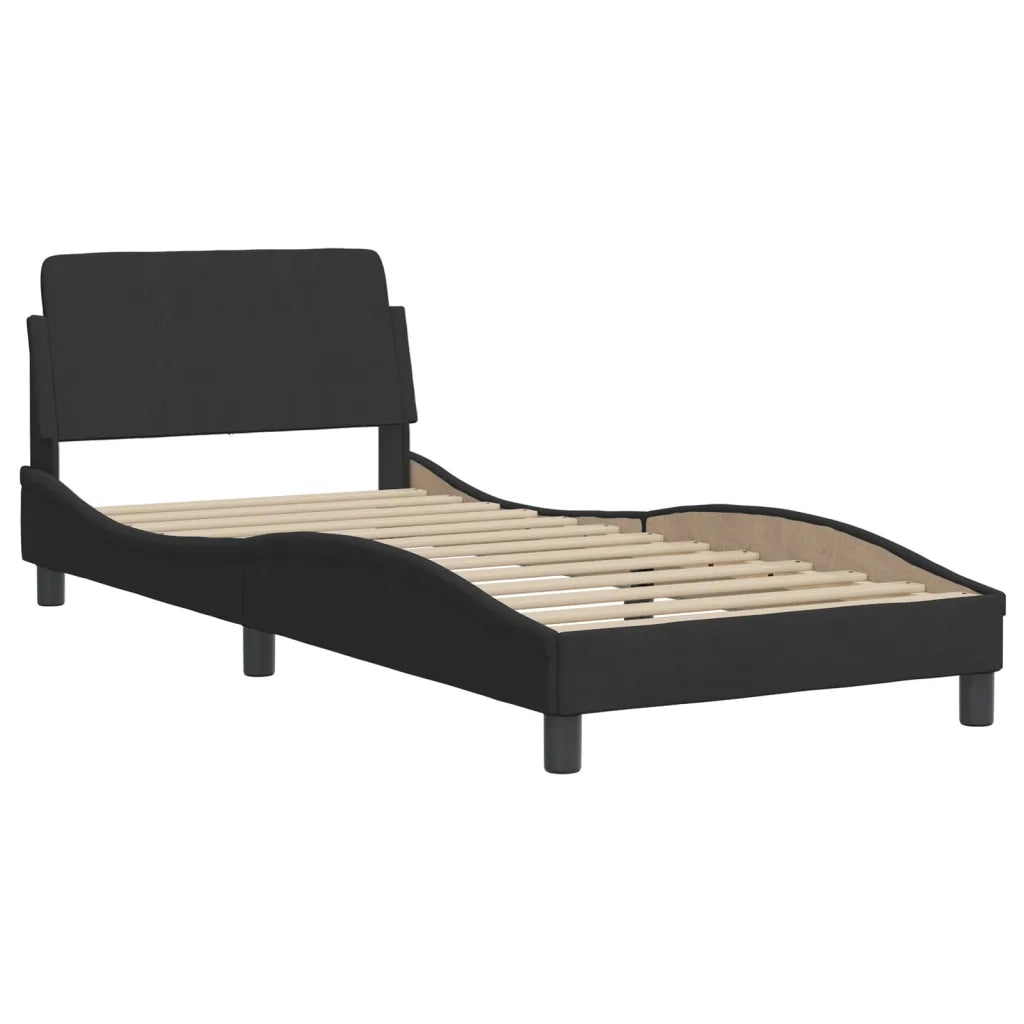 Letto con Materasso Hanko Nero 80x200 cm in Velluto 3208564
