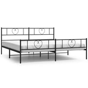 Letto matrimoniale | Letto per adulti | Giroletto senza Materaso con Pediera in Metallo Nero 180x200 cm
