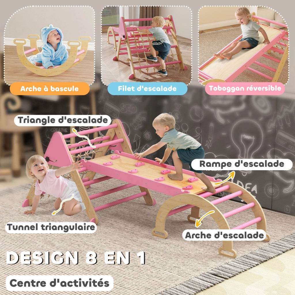 Casetta per bambini con scivolo e scala ¨C zephmum ¨C rosa, legno