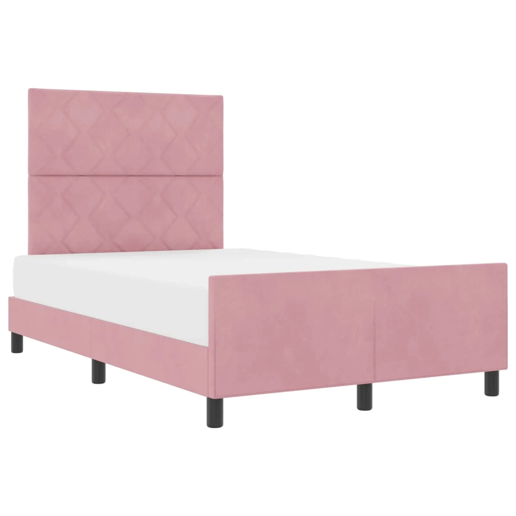 Letto a molle con testiera Rosa 120 x 190 cm Velluto