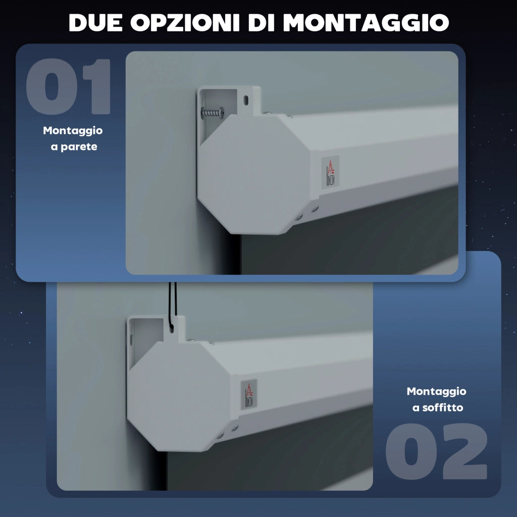 Schermo per Proiettore Motorizzato ¨C Minimal ¨C Bianco 203x152 cm Parete Soffitto