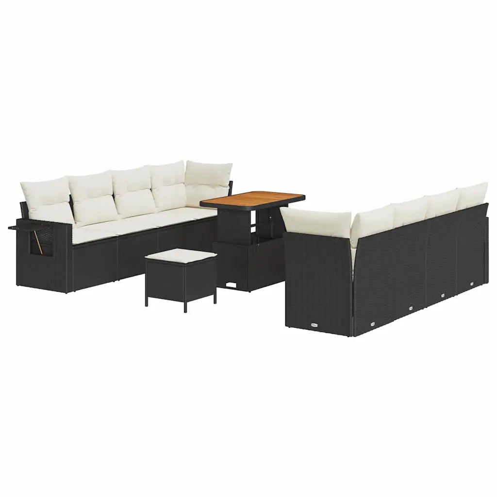 Set Divano da Giardino con cuscino 11 pcs Nero Poly Rattan 3361720