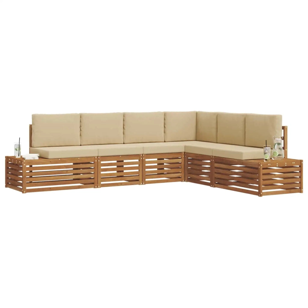 6 pz Set di divani da esterno Naturale e Beige 3375453