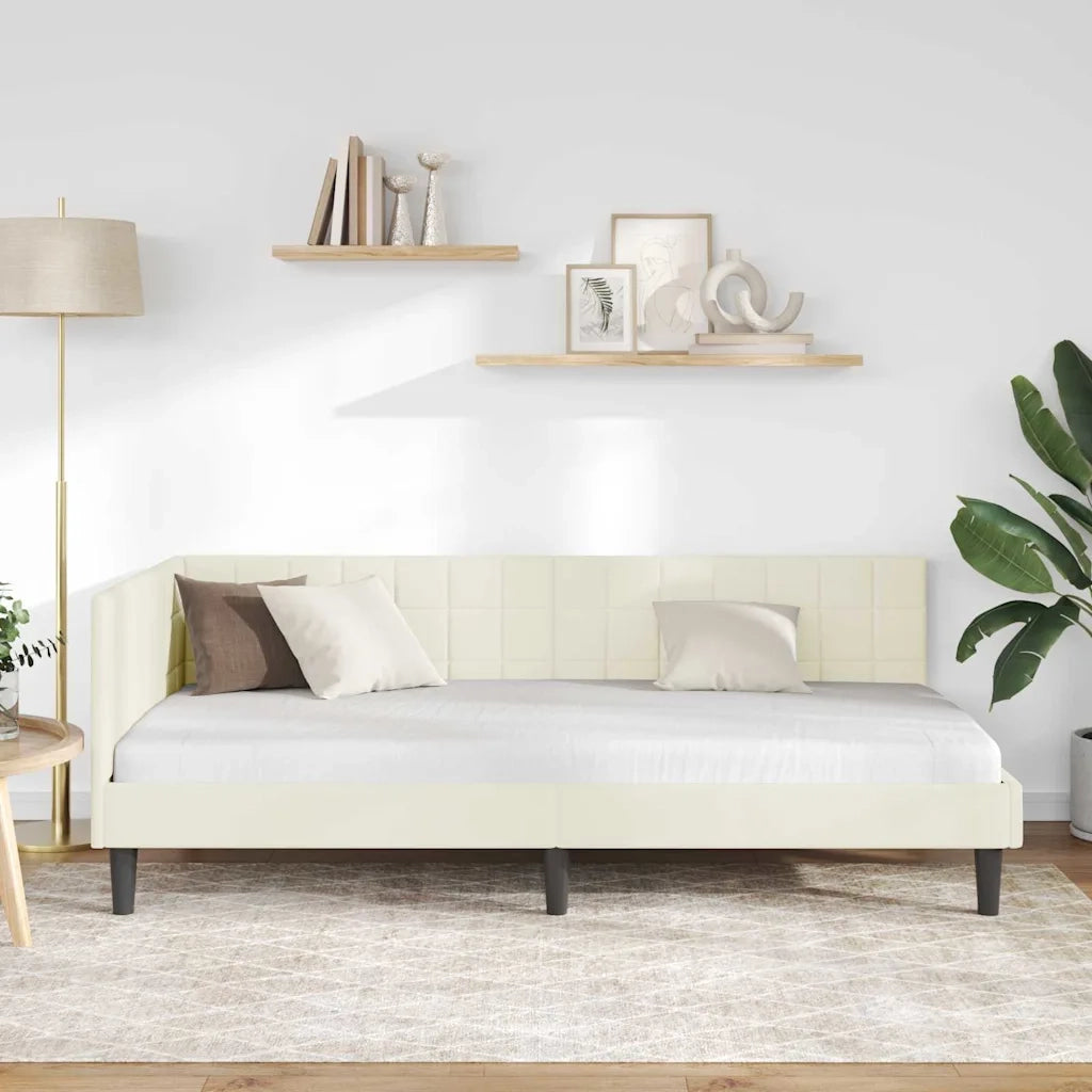 Cornice del letto ad angolo Crema 90 cm x 200 cm Velluto 42016435