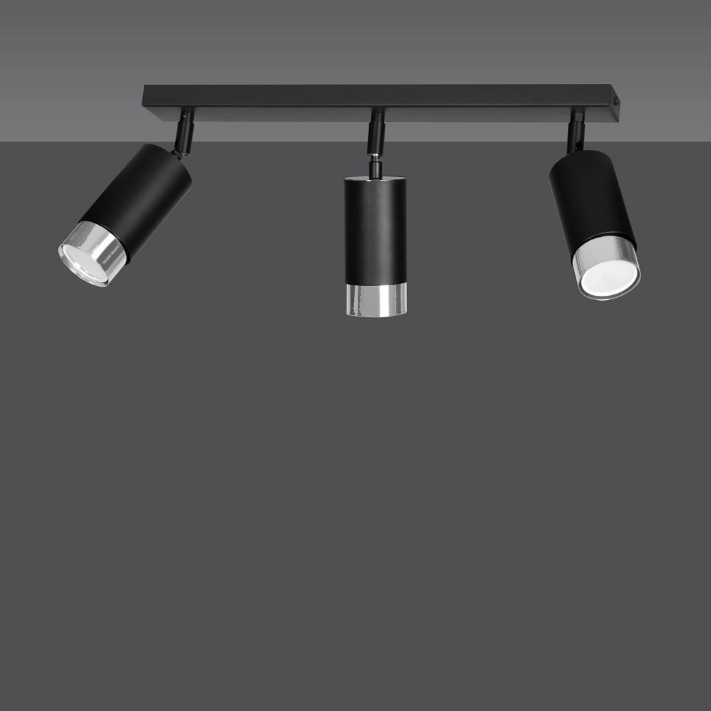 Plafoniera Emibig Hiro 2 faretti GU10 nero/cromo acciaio