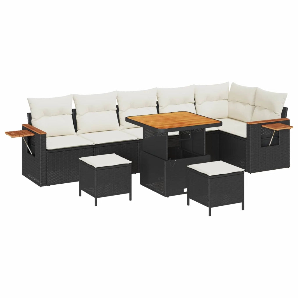 Set Divano da Giardino 9 pcs Nero polyrattan 3363060