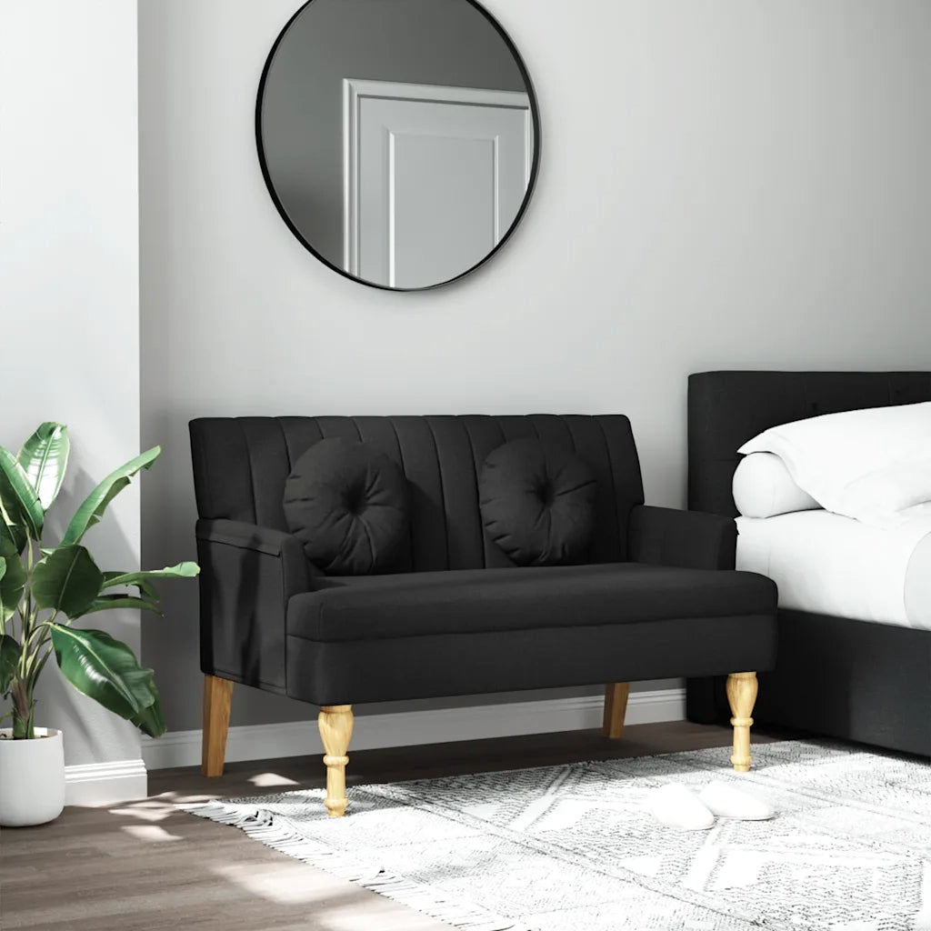 Panca con Cuscini-Sgabello-Divano Nera 113x64,5x75,5 cm in Tessuto