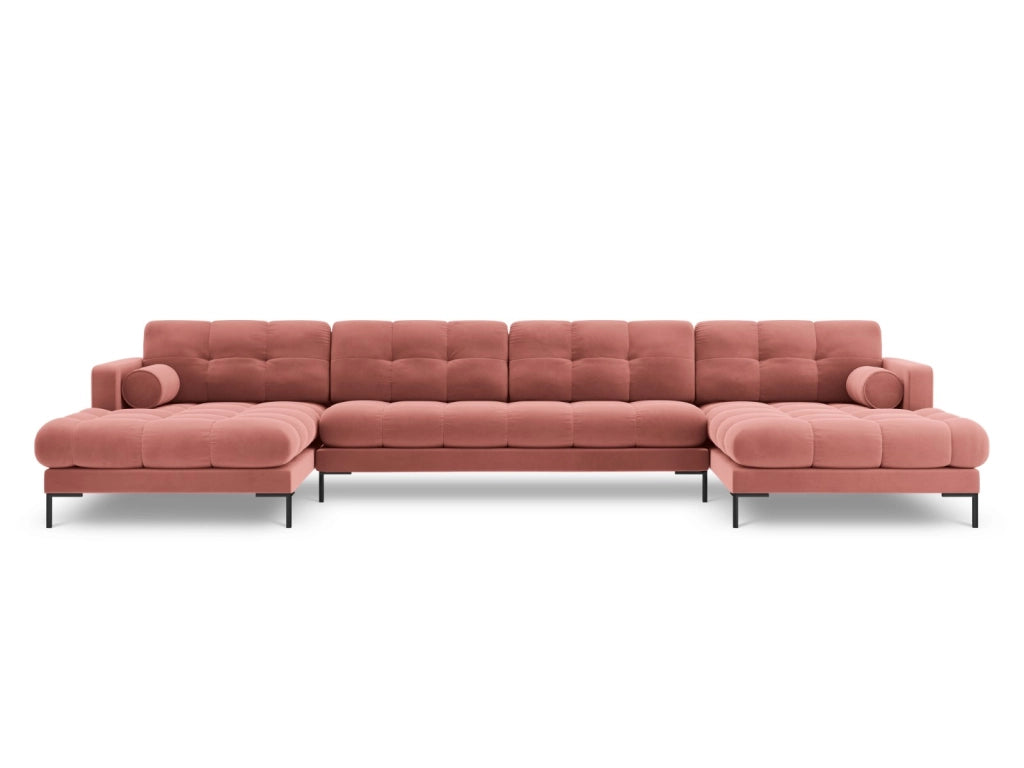 Cosmopolitan Design - Divano panoramico "Bali" 7 posti in velluto rosa 