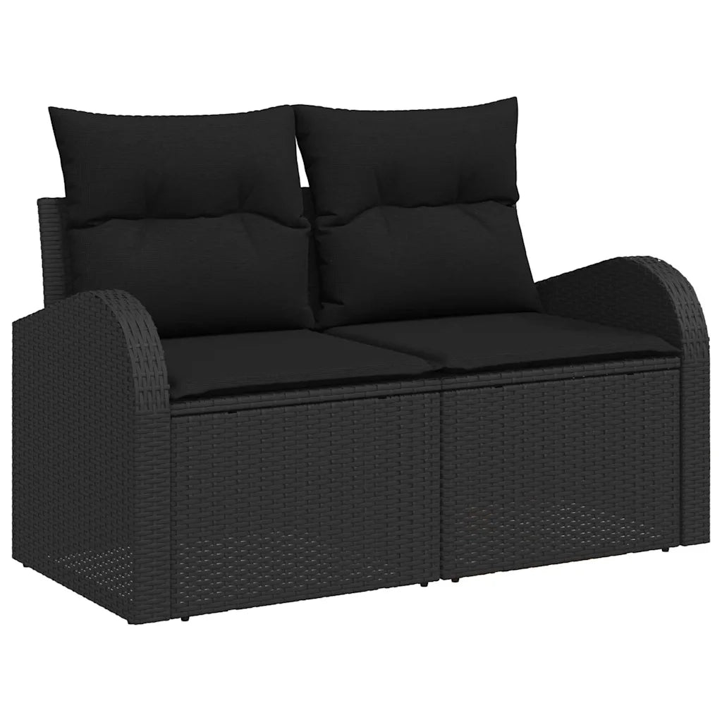 Set Divano da Giardino con cuscino 6 pcs Nero polyrattan