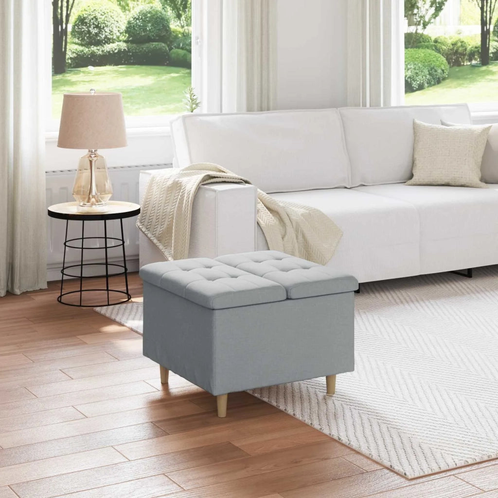 Pouf contenitore Grigio chiaro 60 x 60 x 45 cm Tessuto 876818