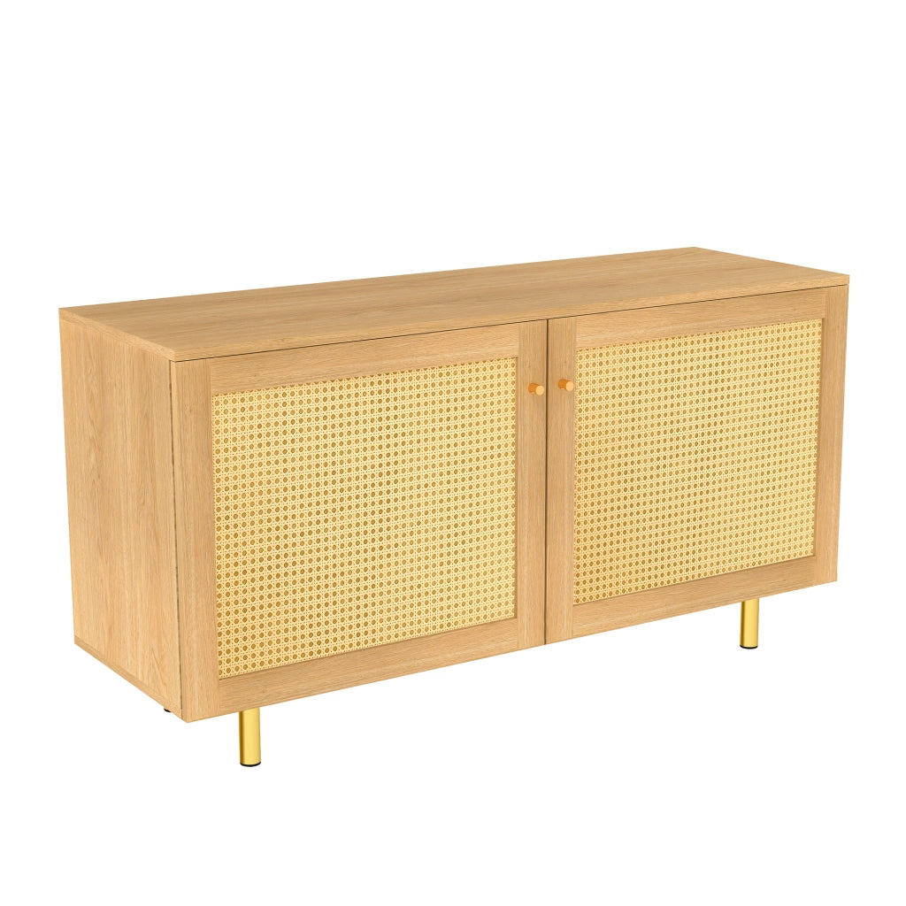 Credenza in vimini - Zephmum - H63x120x40 cm - Rustica, doppia ante