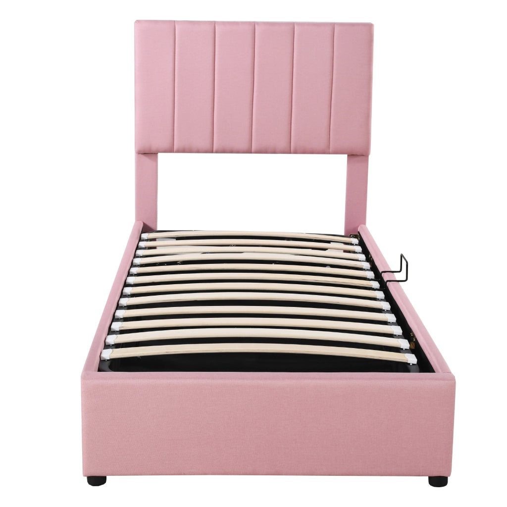 letto imbottito lino rosa 90 x 200 cm