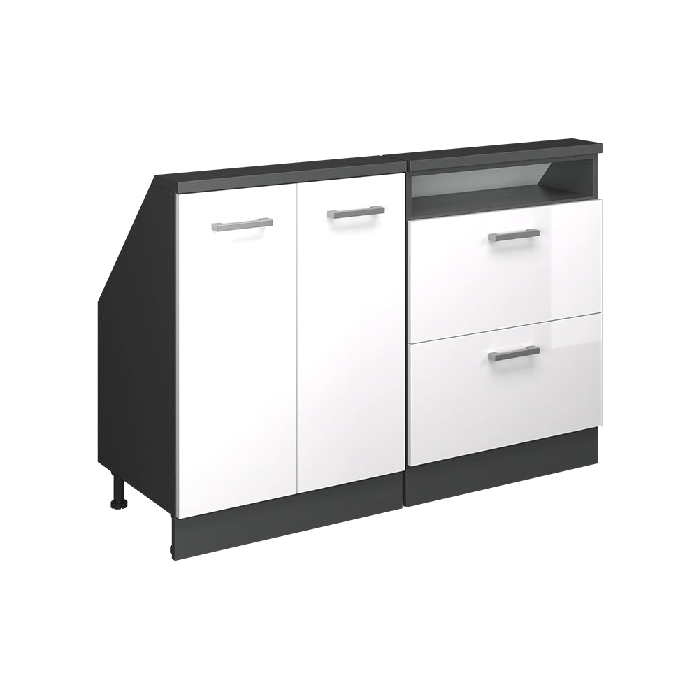 Set di mobili sottotetto Rion Bianco lucido/Antracite Set di 2 Vicco