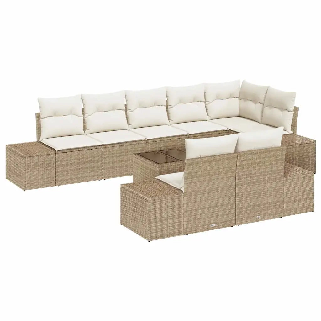 Set Divano da Giardino Beige e Crema Poly Rattan 3355790
