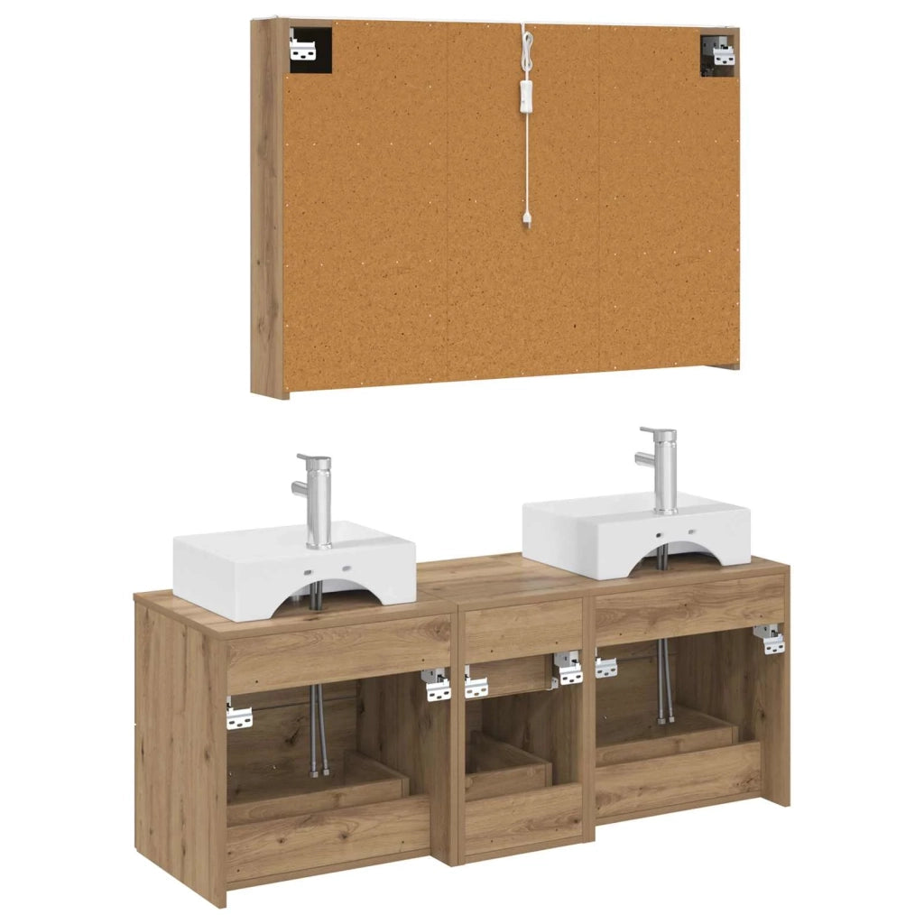 Set di mobili per il bagno 4 pz Rovere Artigianale 3406830