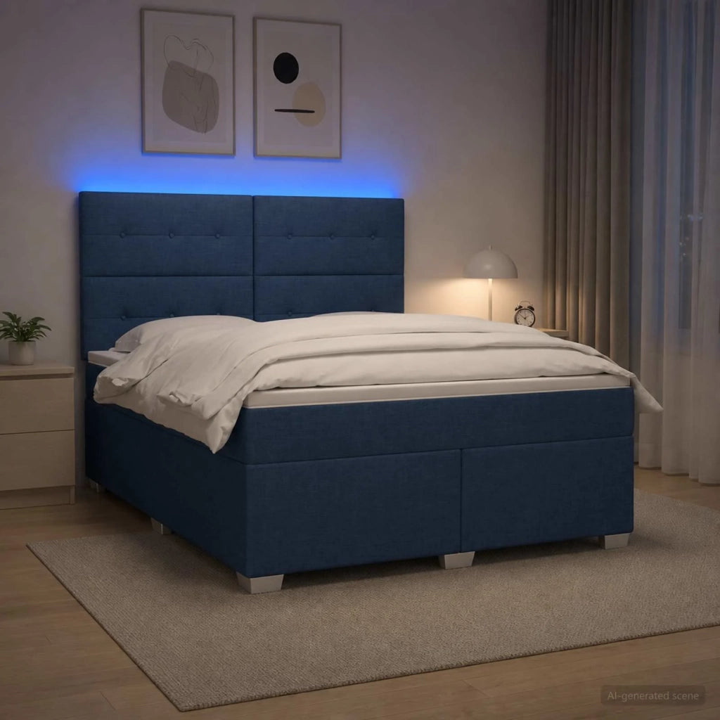 Letto box spring con materasso Blu 140 x 190 cm Tessuto 3454872