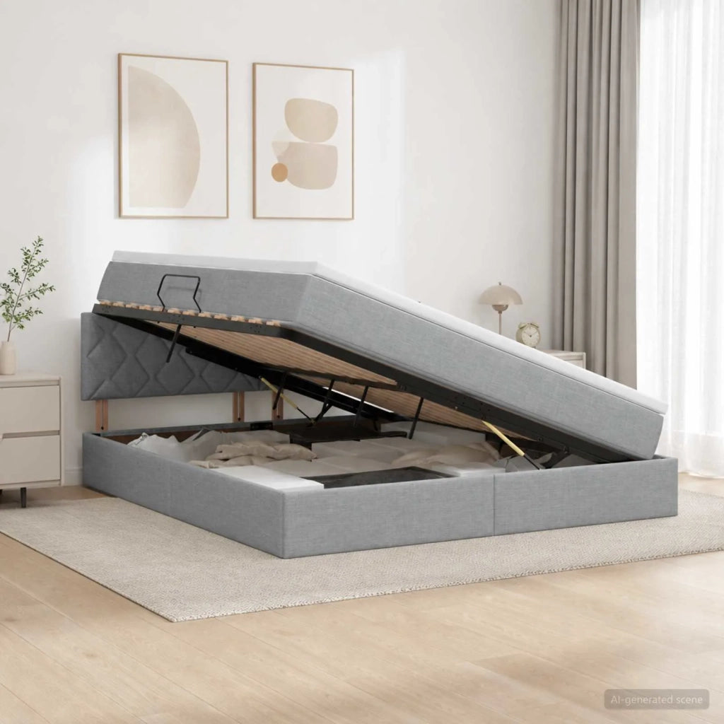 Letto con contenitore LED e materasso Grigio Chiaro 3459123