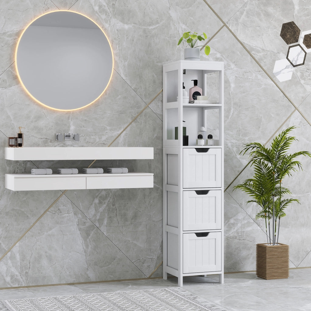 Mobile da Bagno con 2 Ripiani e 3 Cassetti ¨C Zephmum ¨C Bianco