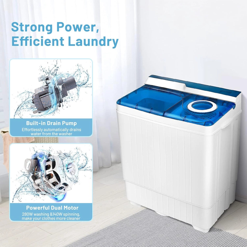 10021US-BL-FP Lavatrice automatica portatile compatta, bianca e blu