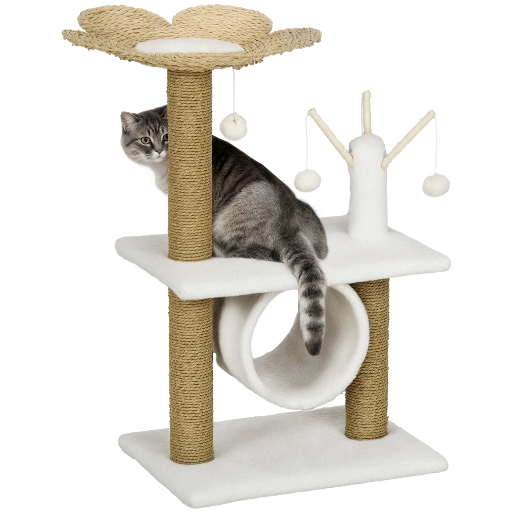 Arbre ¨¤ chat griffoir con tunnel e piattaforma ¨C Minimal ¨C 56x40x91 beige